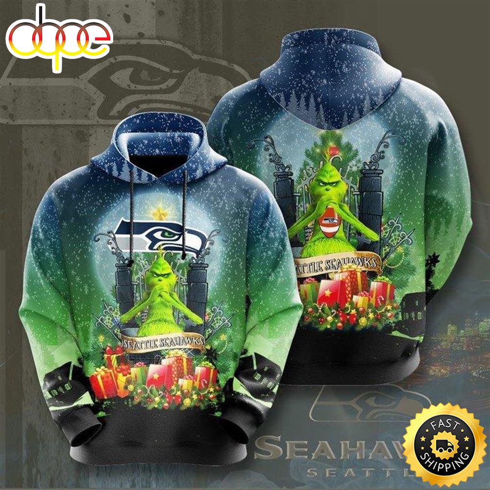 NFL Seattle Seahawks The Grinch Ugly Christmas Pullover Hoodie
