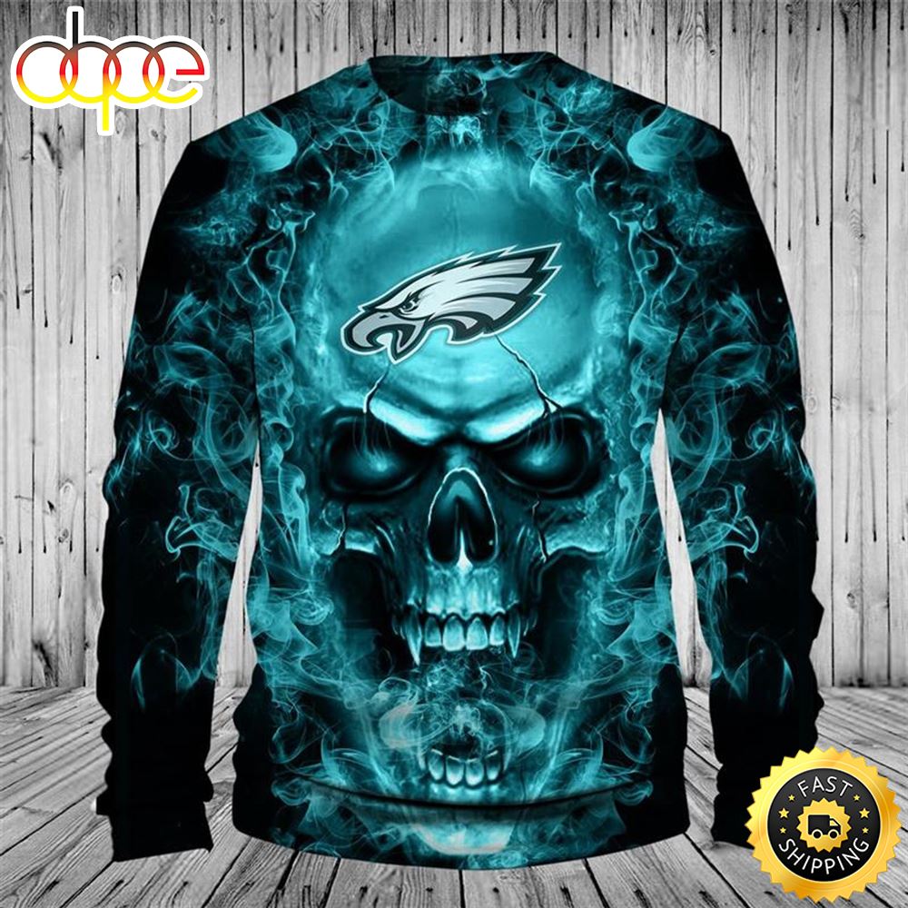 Neon Green Flaming Eagles Skull 3D All Over Print Shirt