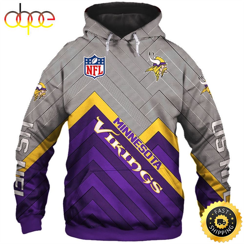 New Official NFL Minnesota Vikings &amp; Vikings Logos 3D Hoodie All Over Print Shirts