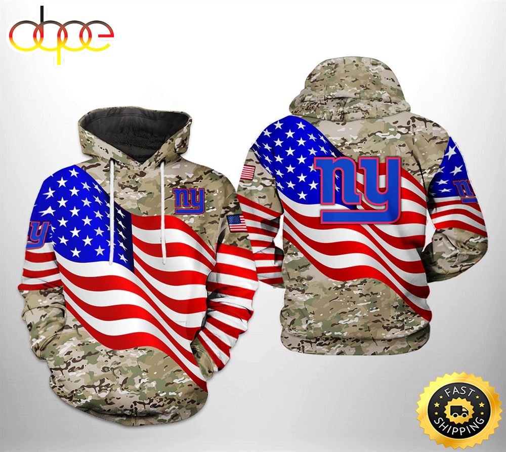 New York Giants NFL US Flag Camo Veteran Team 3D Printed HoodieZipper Hoodie