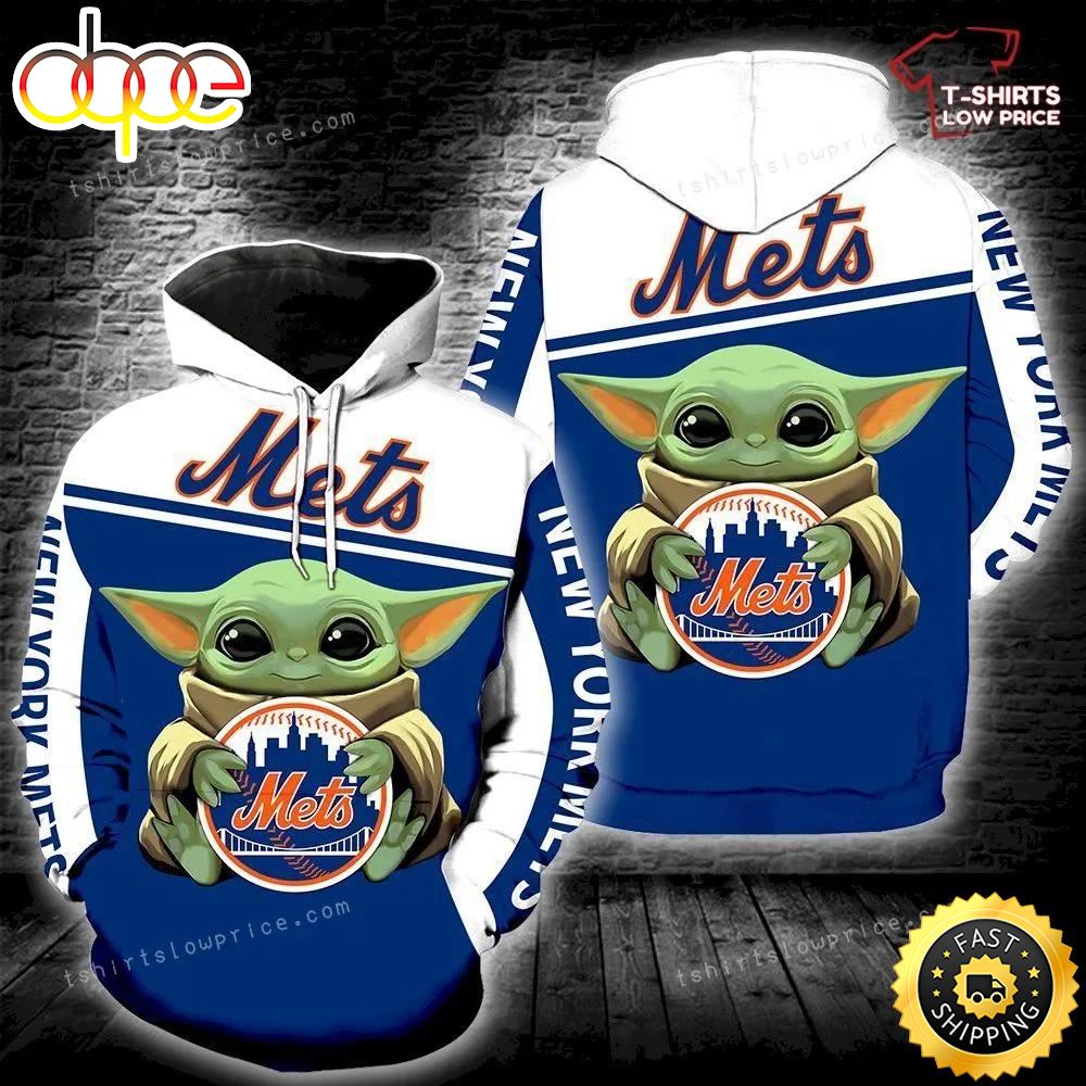 New York Mets Baby Yoda Full Print 3d Hoodie