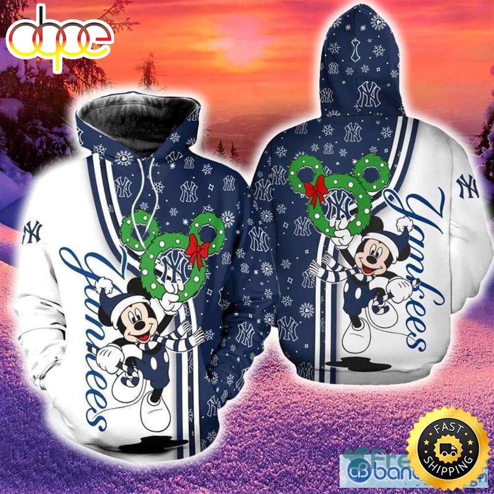 New York Yankees Disney Mickey Funny Hoodie Zip Hoodie Blue Print Holiday Gift For Fans Christmas