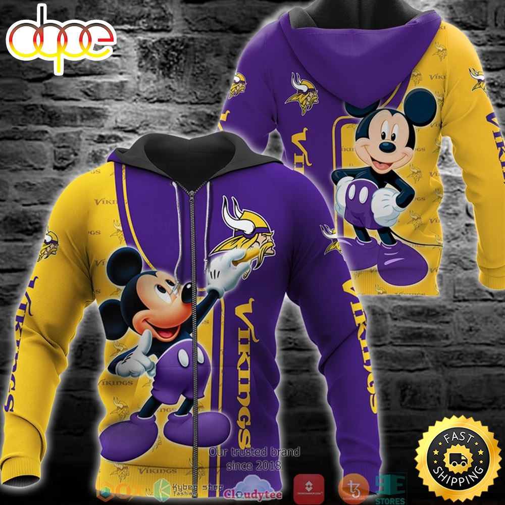 Nfl Minnesota Vikings Mickey Mouse Disney 3d Full Printing Shirt