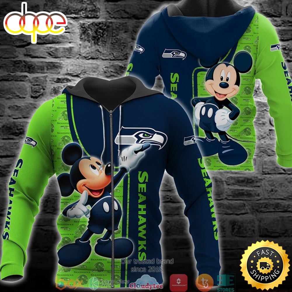 Nfl Seattle Seahawks Mickey Mouse Disney 3d Full Printing Shirt