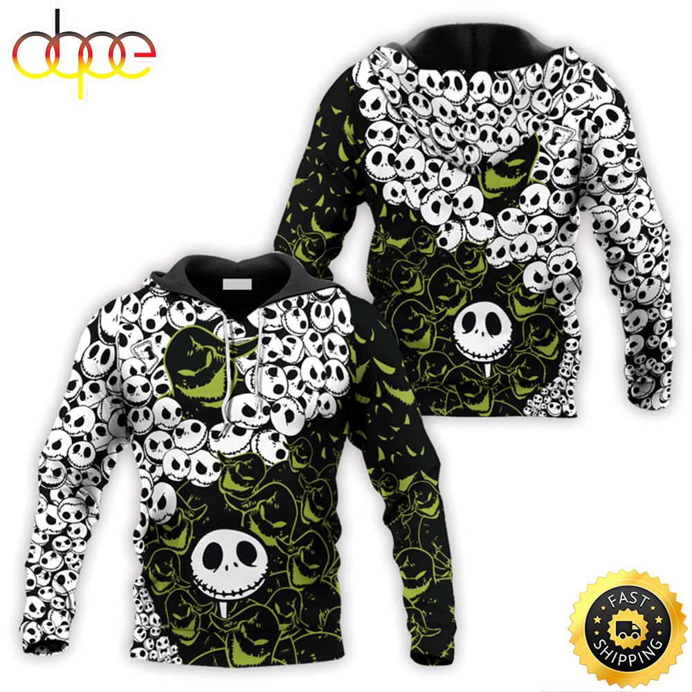 Nightmare Before Christmas Jack Skellington Oogie Boogie Hoodie &amp; Zip Hoodie 3D All Over Print