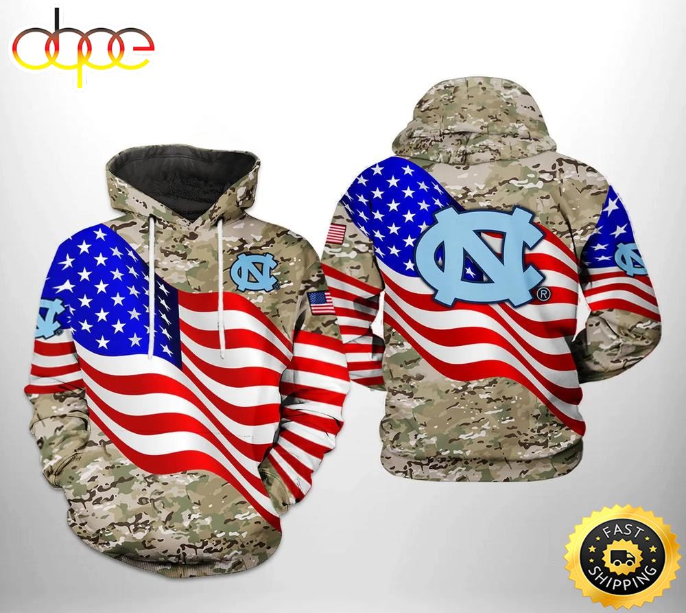 North Carolina Tar Heels US Flag Camo Veteran 3D Hoodie North Carolina Tar Heels Unique Gifts