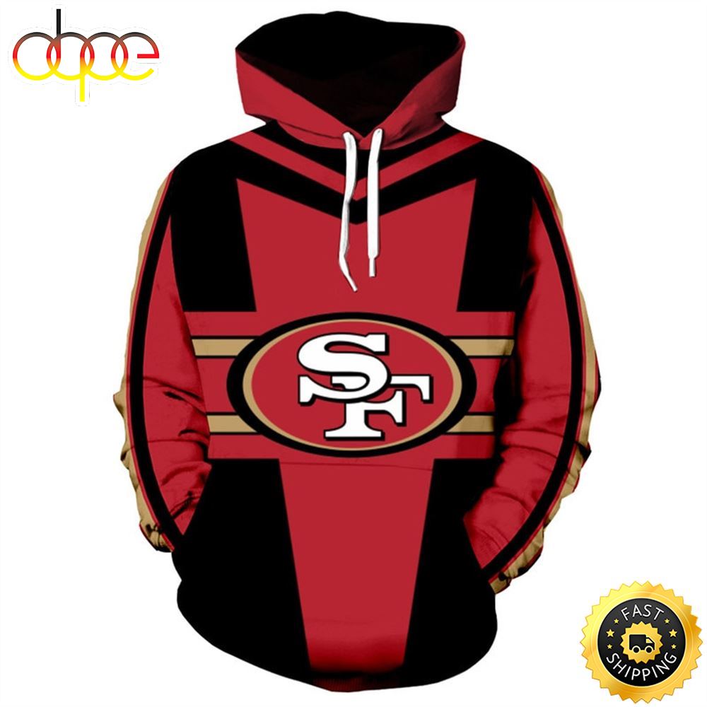 Official 49ers Team Colors &amp; Classic 49ers Team Logos Deep Pocketed Pullover Hoodies