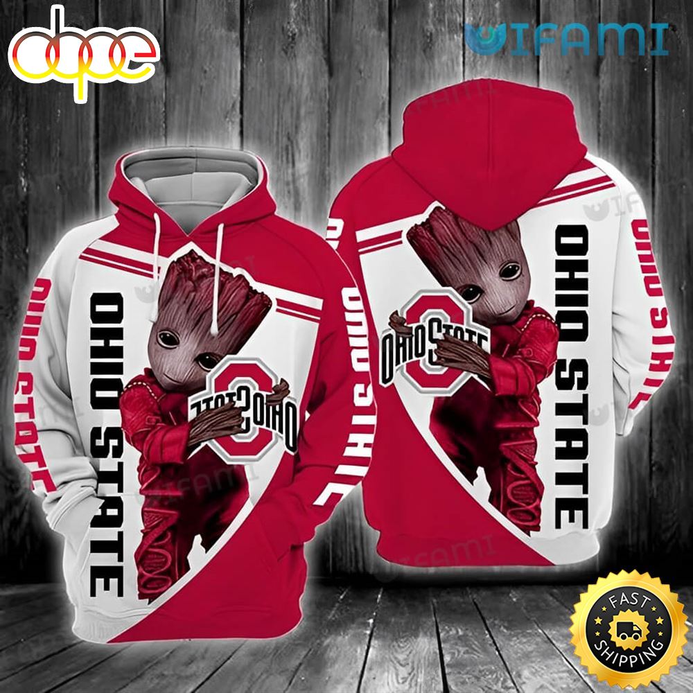 Ohio State Buckeyes Hoodie 3d Groot Hug Logo Ohio State Gift
