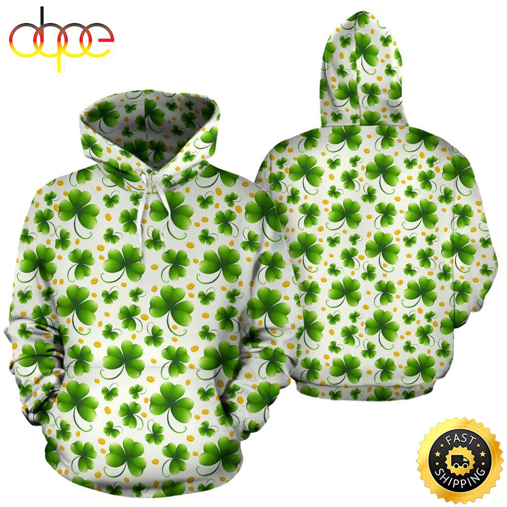 Pattern Irish Background Full Hoodie St.Patricks Day All Over Print Shirt
