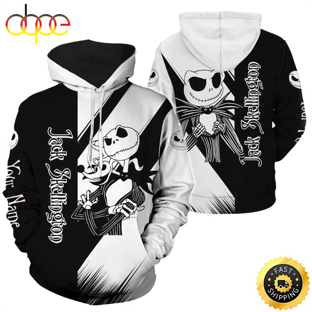Personalized Jack Skellington And Zero Hoodie &amp; Zip Hoodie 3D All Over Print