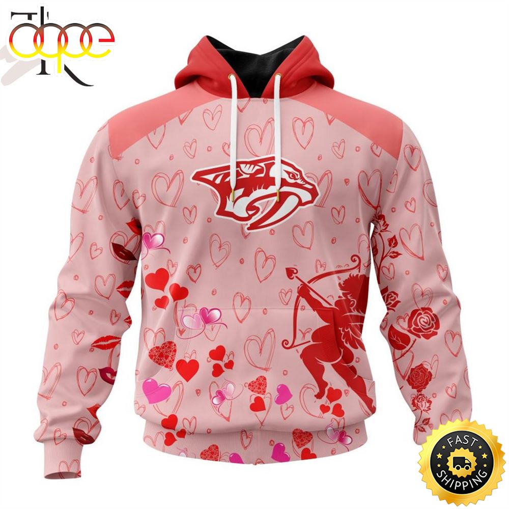 Personalized NHL Nashville Predators Special Design For Valentines Day Hoodie