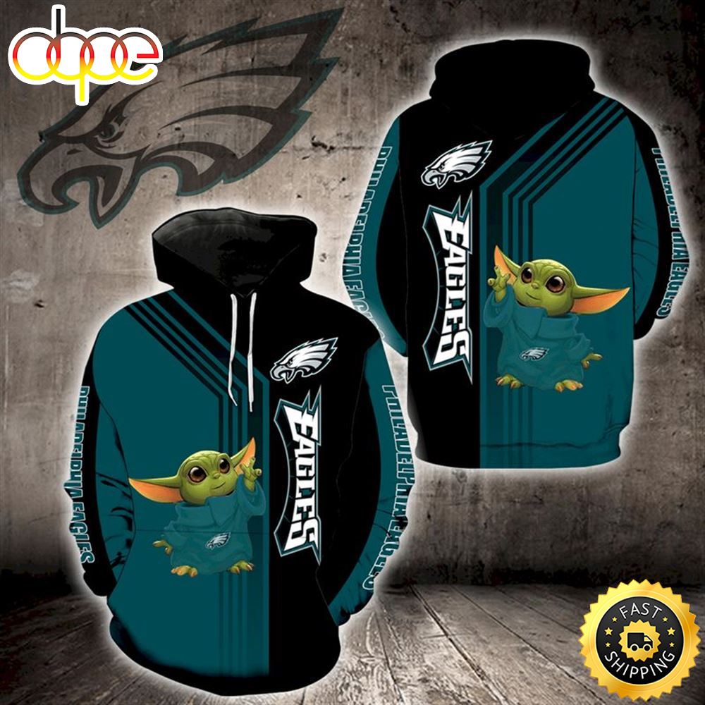 Philadelphia Eagles Yoda 3d Hoodie All Over Printed Philadelphia Eagles Christmas Gifts