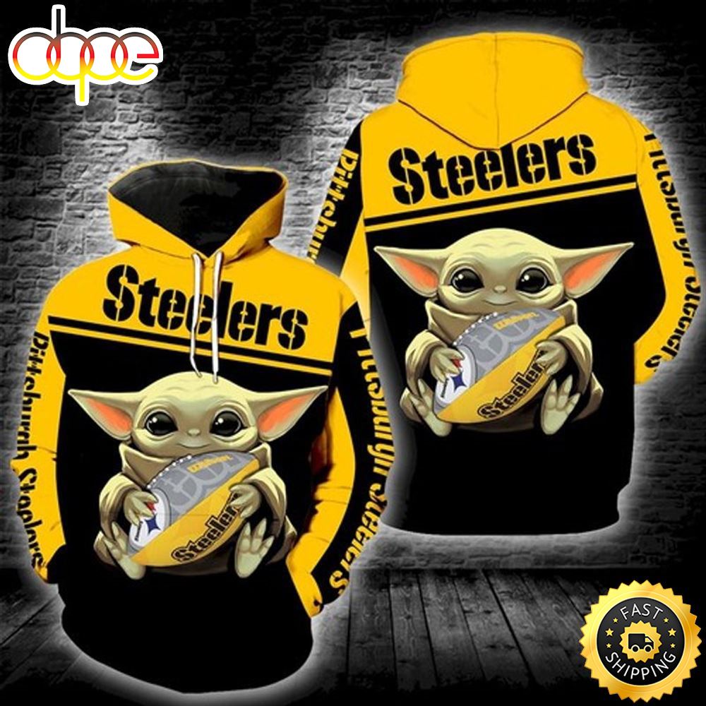 Pittsburgh Steelers Baby Yoda Full Print 3d Hoodie All Over Printed