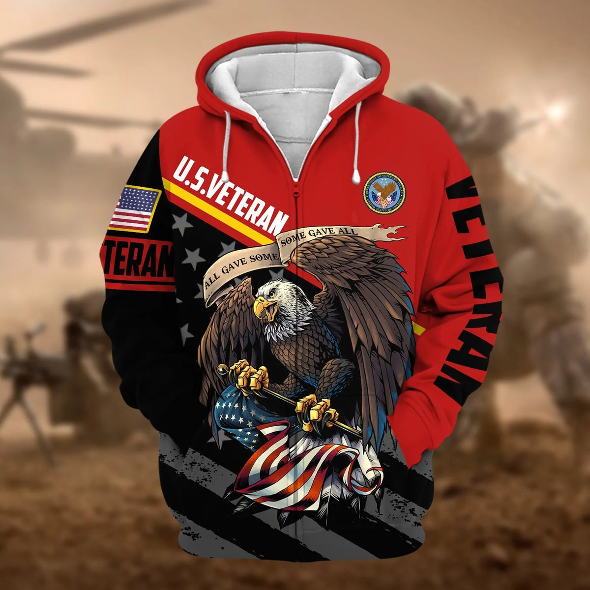Premium All Gave Some Some Gave All US Veteran Zip Hoodie