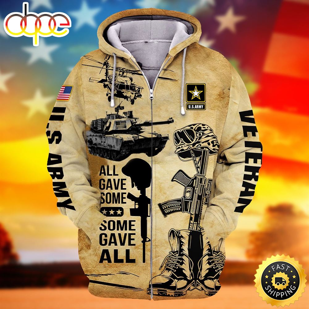 Premium American Veteran U.S Army Zip Hoodie