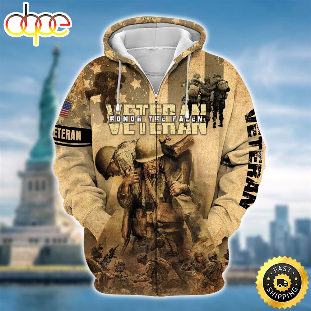 Premium Honor The Falen Veteran Zip Hoodie
