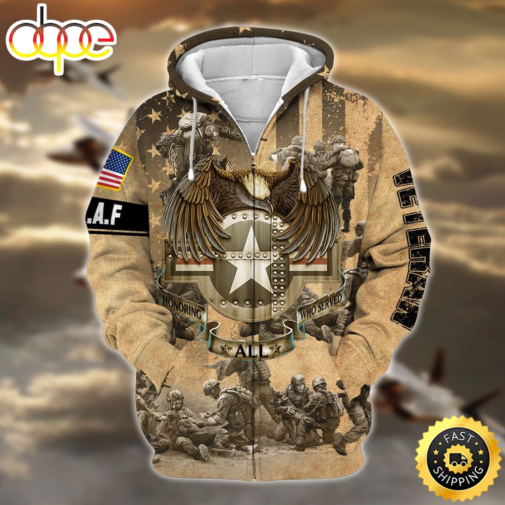 Premium Honoring All Who Served Zip Hoodie