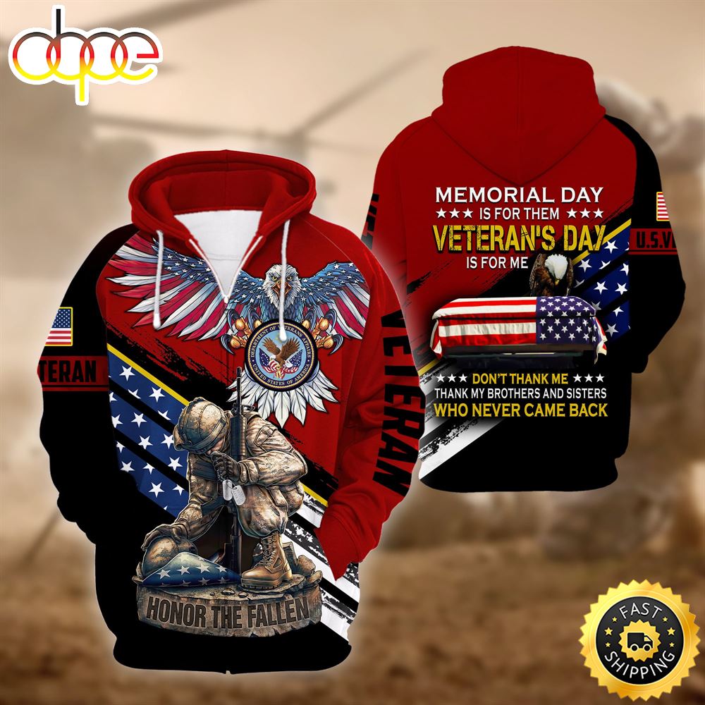 Premium Memorial Day Is For Them US Veteran Zip Hoodie