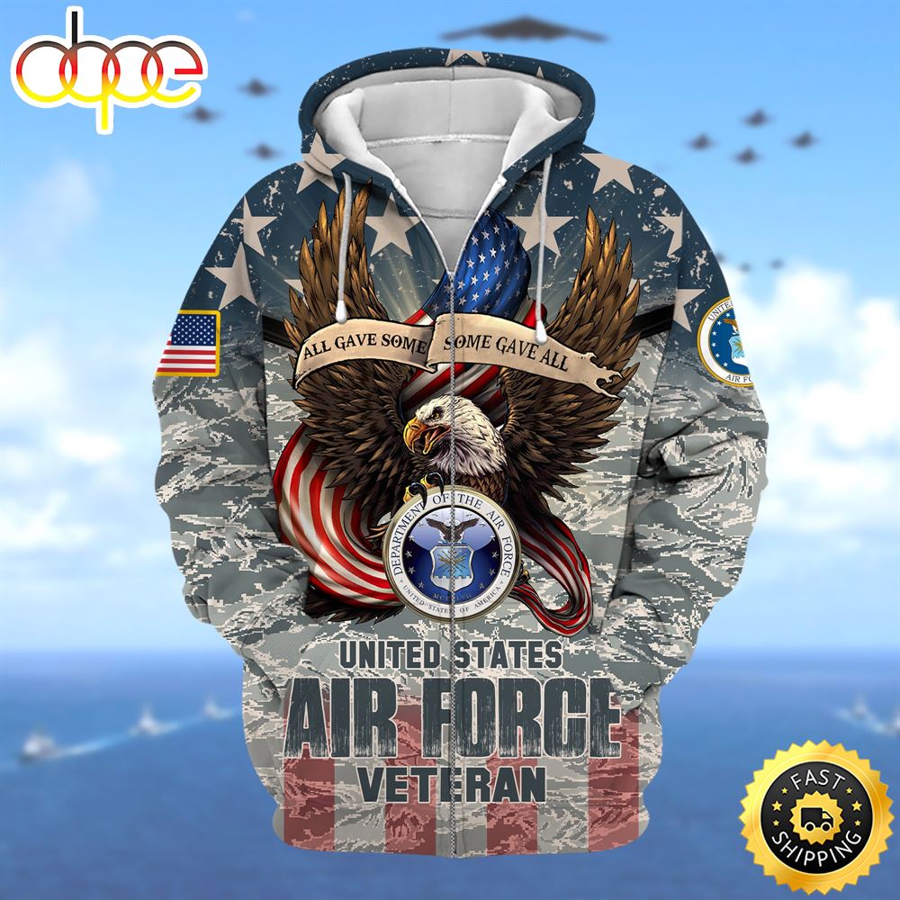 Premium Multiple US Military Services Veteran  Zip Hoodie
