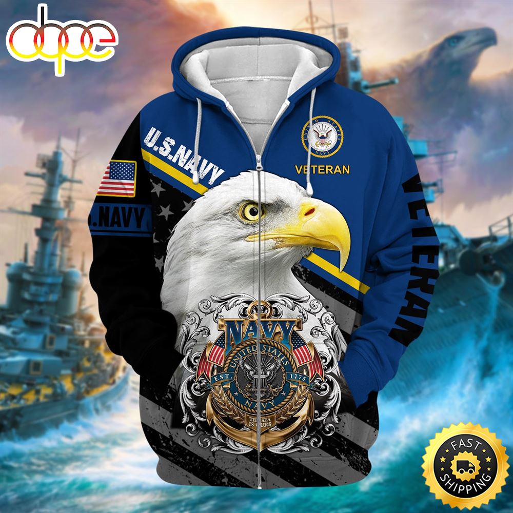Premium Multiple US Military Services Veteran Zip Hoodie Unisex