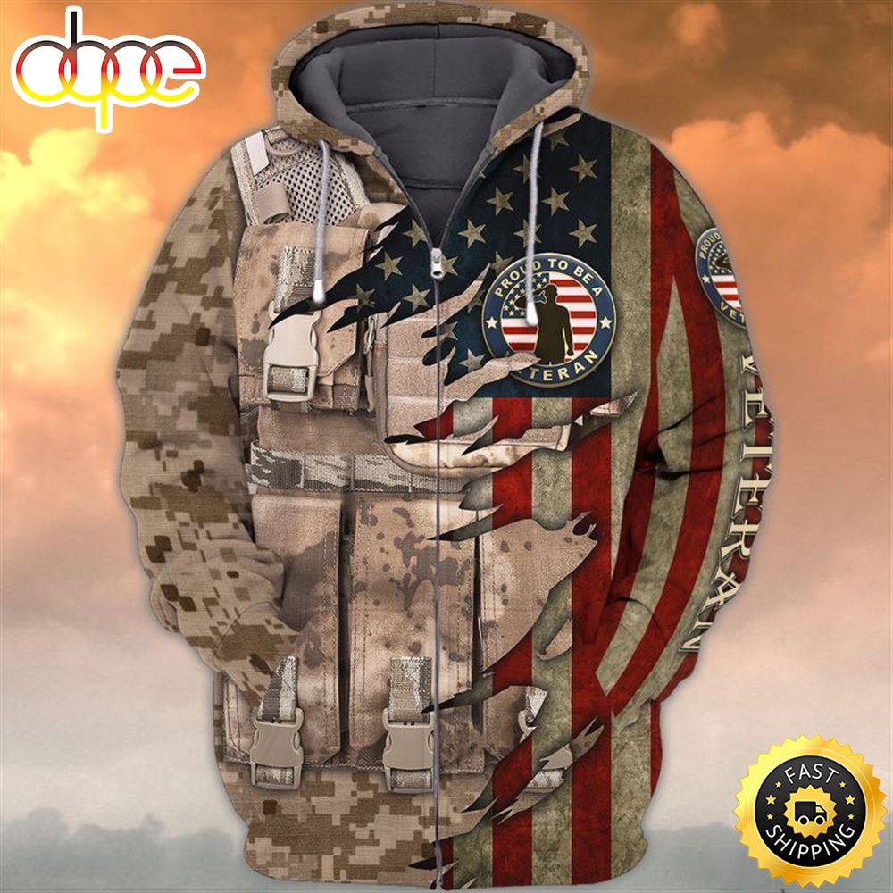 Premium Unique American Veteran Hoodie Ultra Soft And Warm 3D