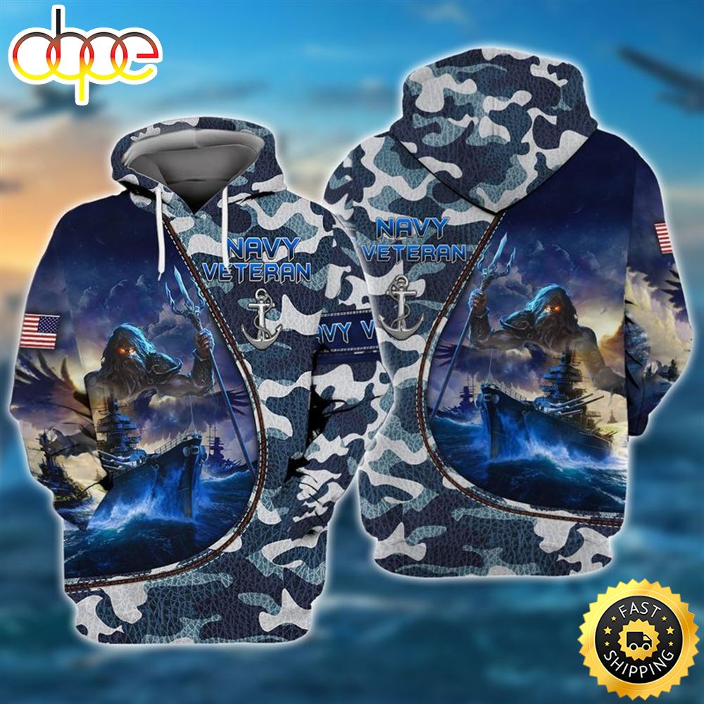 Premium Unique Navy Veteran Hoodie Ultra Soft and Warm