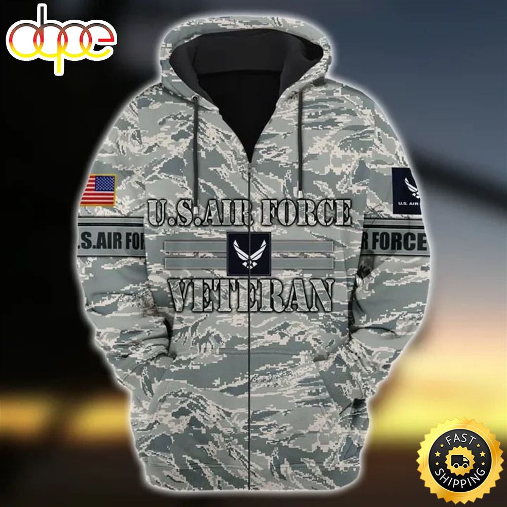 Premium Unique U.S Air Force Zip Hoodie Ultra Soft and Warm