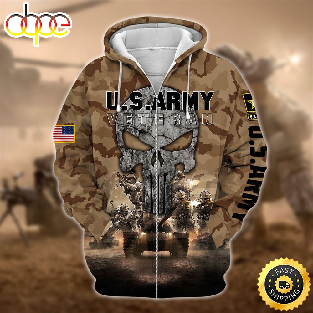 Premium Unique U.S Army Veteran Zip Hoodie