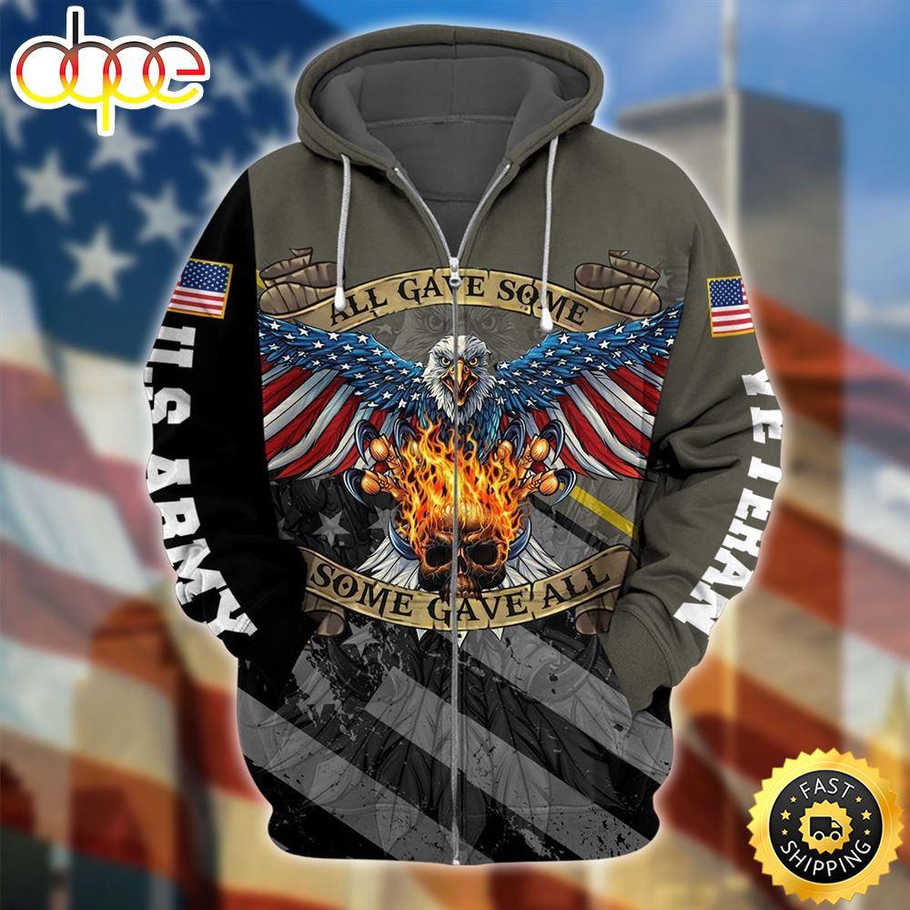 Premium Unique US Veteran Zip Hoodie