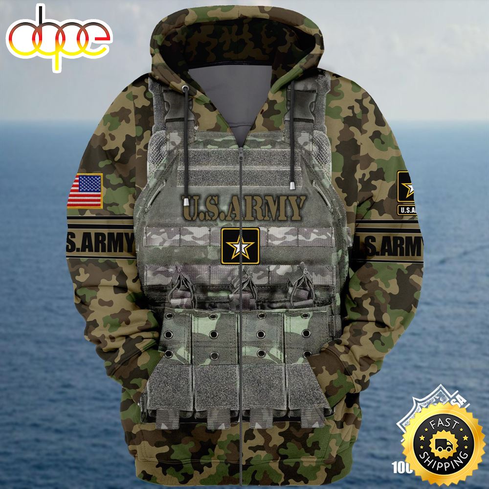 Premium Unique Veteran Zip Hoodie Ultra Soft and Warm Army Green