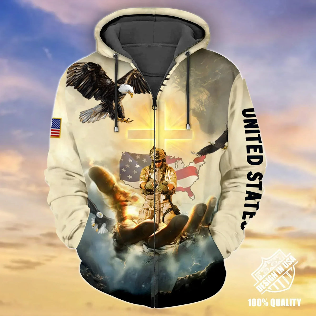Premium Unique Veteran Zip Hoodie Ultra Soft and Warm Unisex