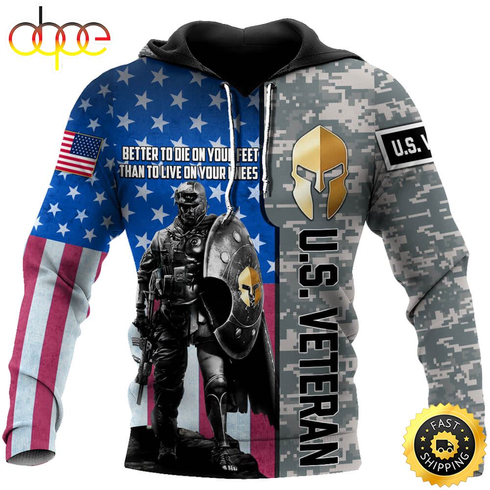 Spartan Soldier US Veteran 3D Hoodie American Veteran Gift Ideas