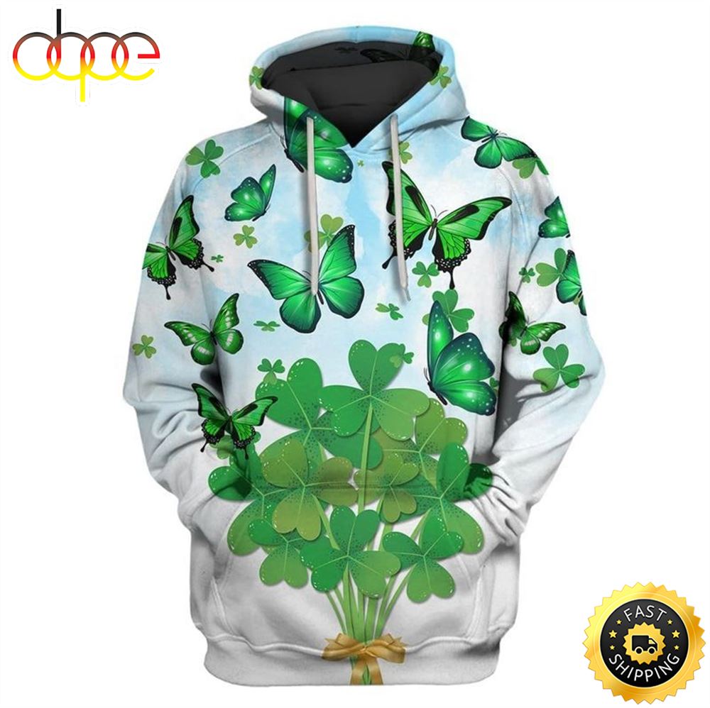St Patricks Day Funny With Butterfly Happy Patrick's Day 3d Hoodie All Over Print Shirt