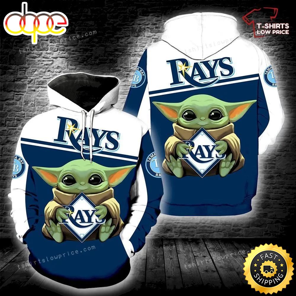 Tampa Bay Rays Baby Yoda Hold Logo New Design Full All Over Print 3d Hoodie