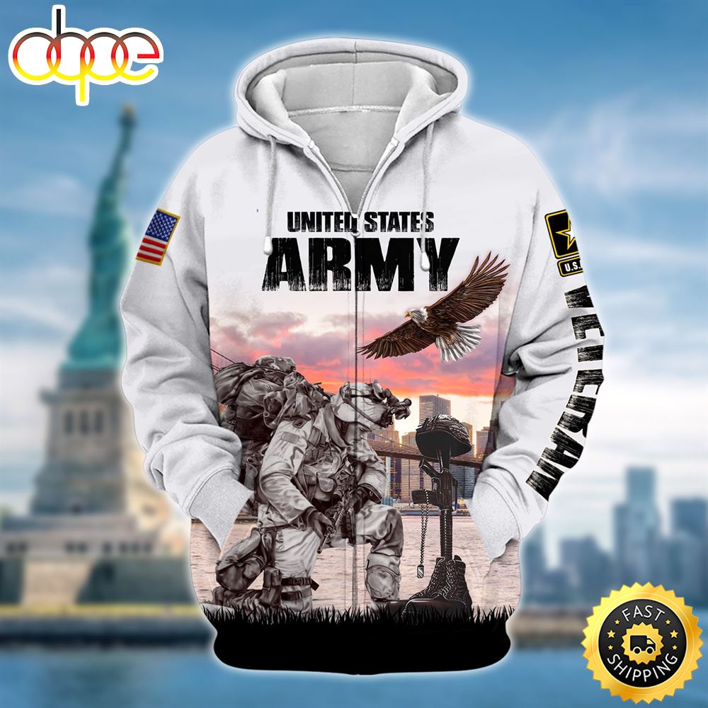 Unique Multiple Service US Veteran Zip Hoodie