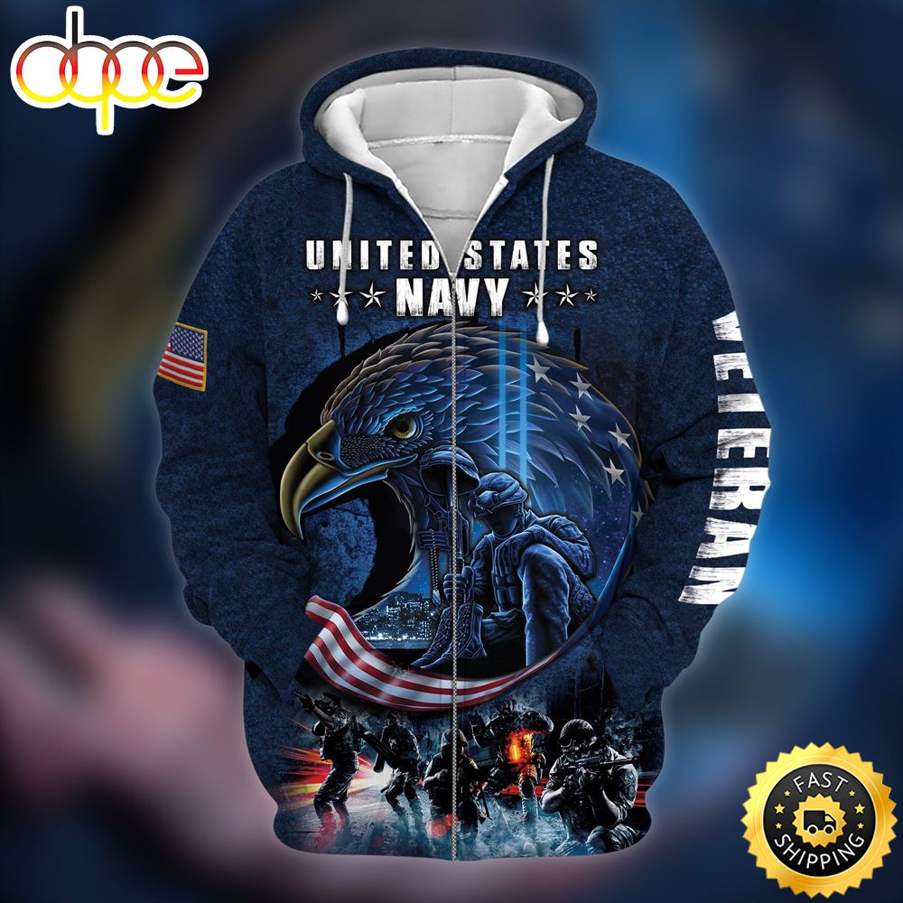 Unique Premium United States Navy Zip Hoodie