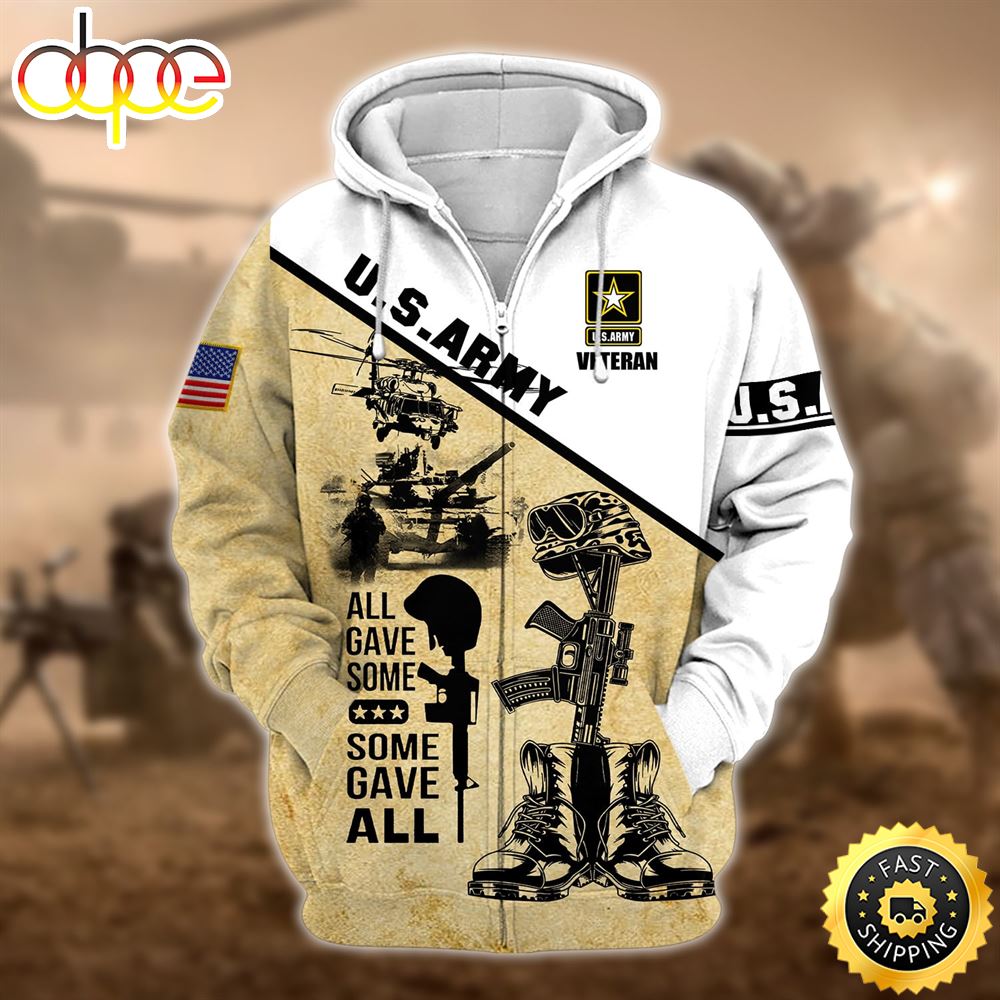 Unique U.S.Army Veteran 3D Zip Hoodie