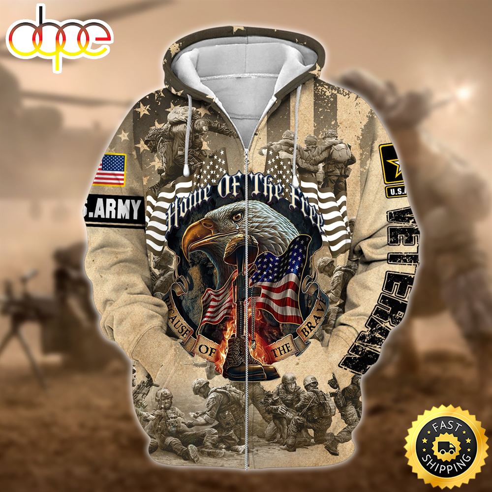 Unique U.S. Army Veteran Zip Hoodie 3D Shirt