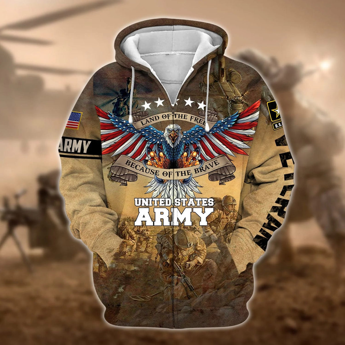 Unique U.S. Army Veteran Zip Hoodie 3D Unisex