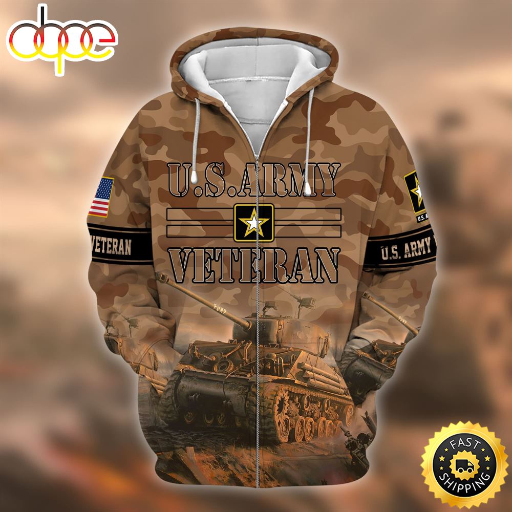 Unique U.S. Army Veteran Zip Hoodie Unisex