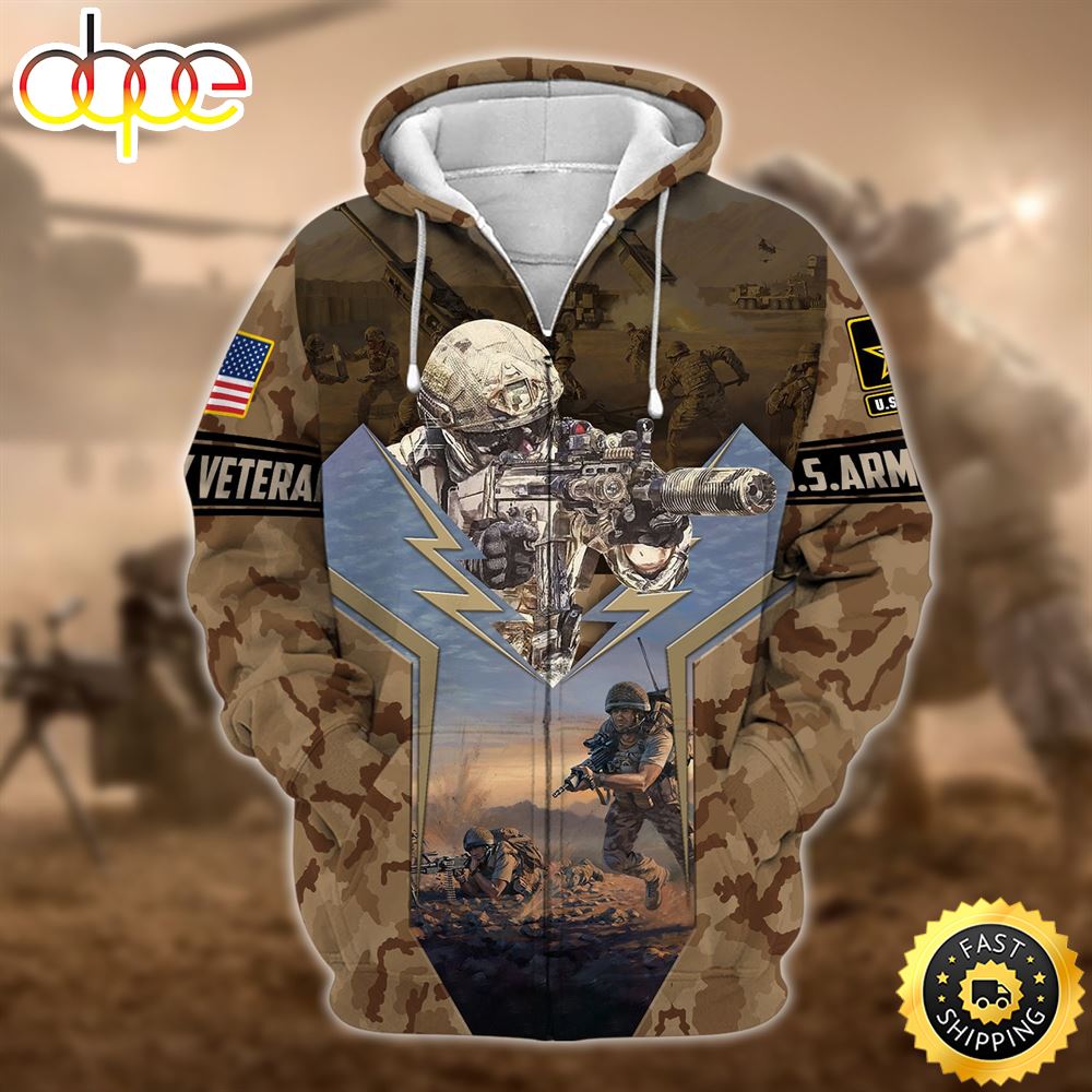 Unique U.S. Army Veteran Zip Hoodie Vetaran Day