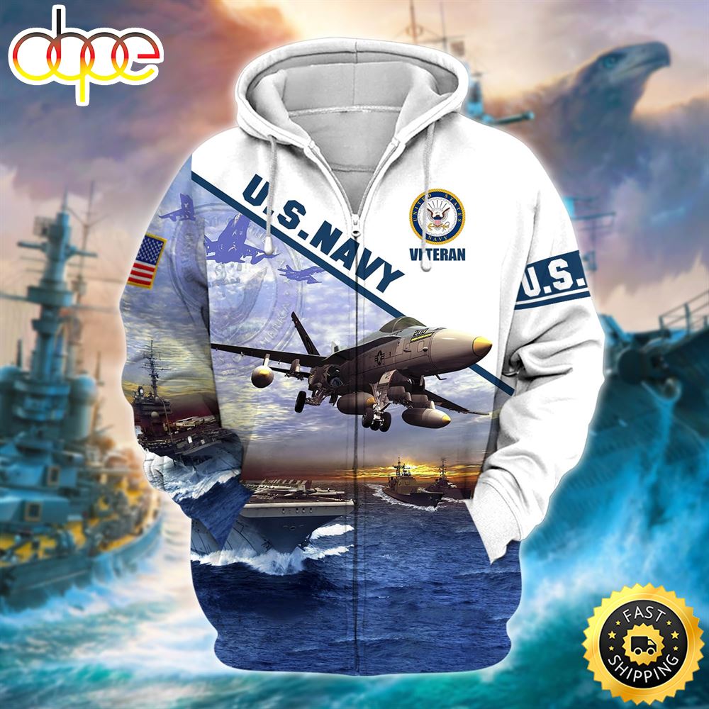 Unique U.S. Navy Veteran Zip Hoodie Unisex
