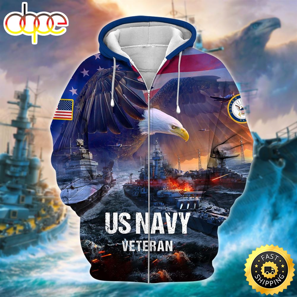 Unique U.S. Navy Veteran Zip Hoodie Unisex 3D