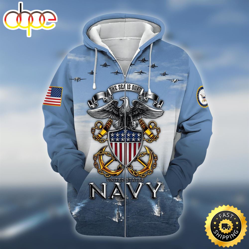 Unique U.S Navy Veteran Zip Hoodie