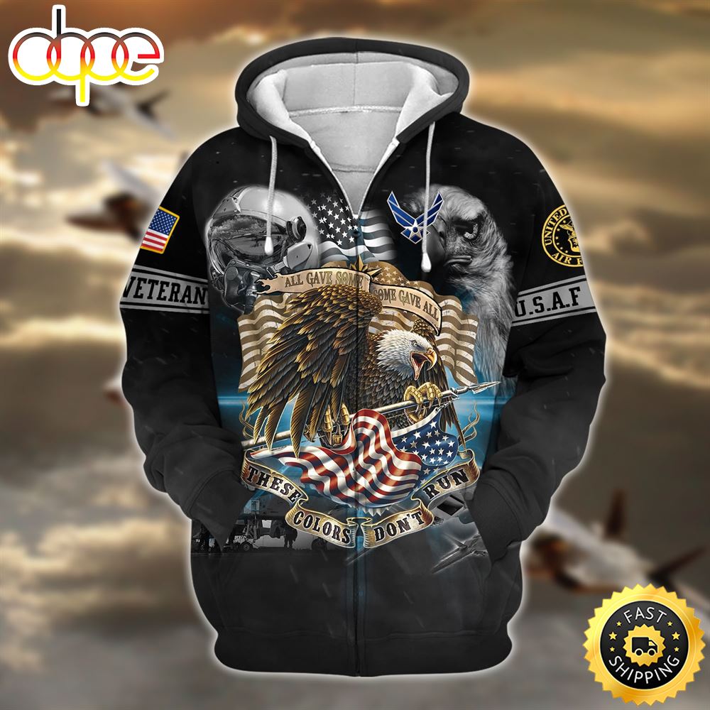 Unique U.S Veteran These Colors Don't Run Zip Hoodie