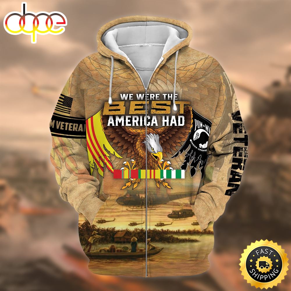 Unique Vietnam Veteran Memorial Zip Hoodie