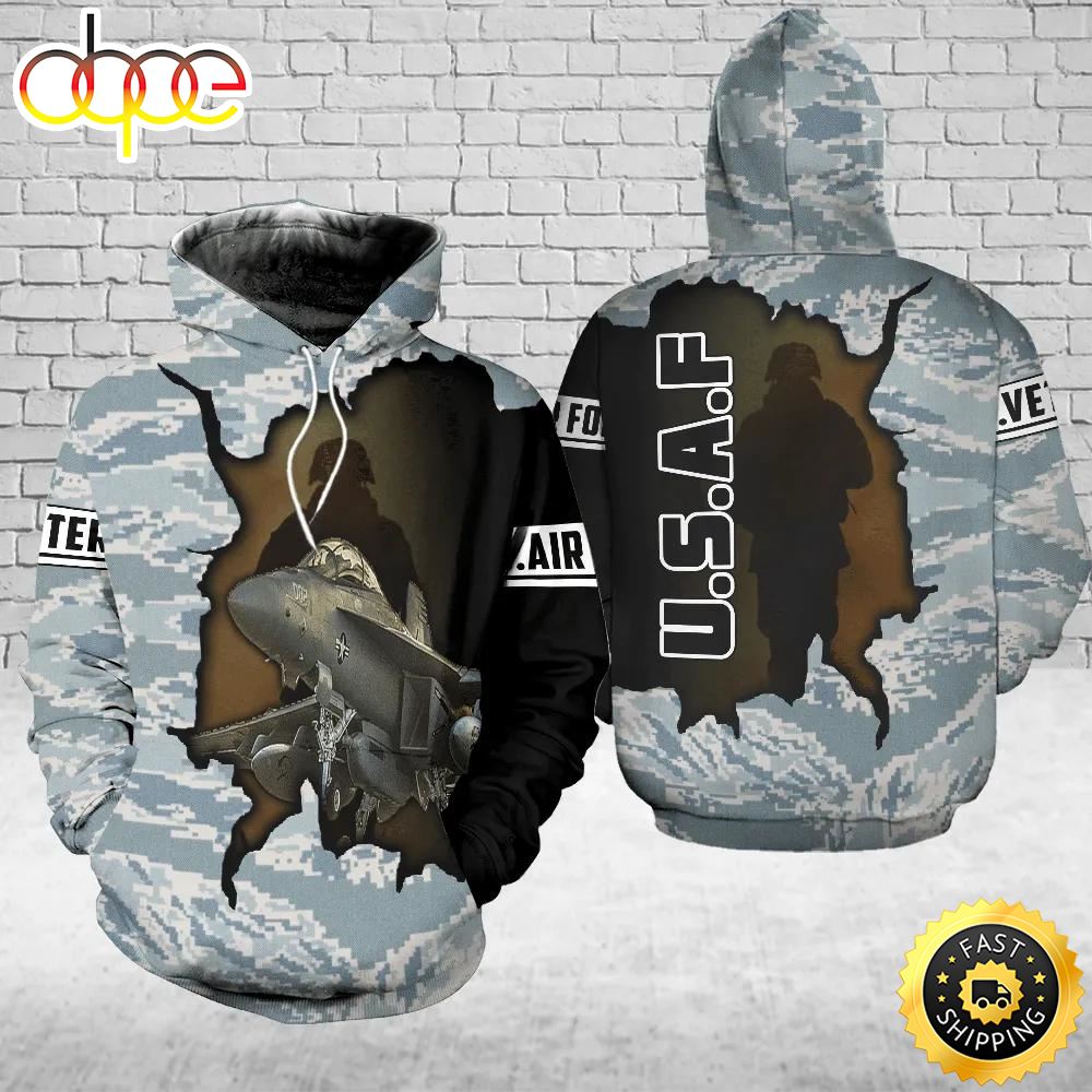 Veteran Air Force Camouflage Helicopter Gift For Air Force US Air Force 3D Hoodie All Over Printed