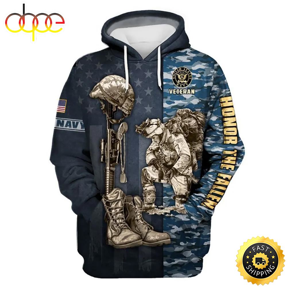 Veteran American Navy Veteran Honor The Fallen 3D Hoodie All Over Printed