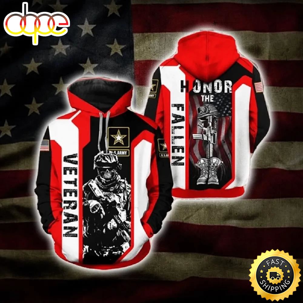 Veteran Armed Forces Soldier Gun 3D Hoodie All Over Printed