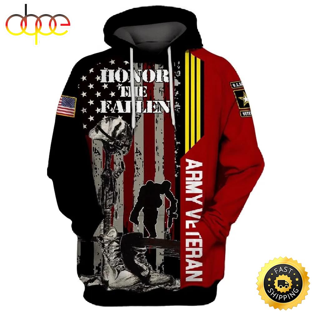 Veteran Honor The Fallen Army Veteran 3D Hoodie All Over Printed